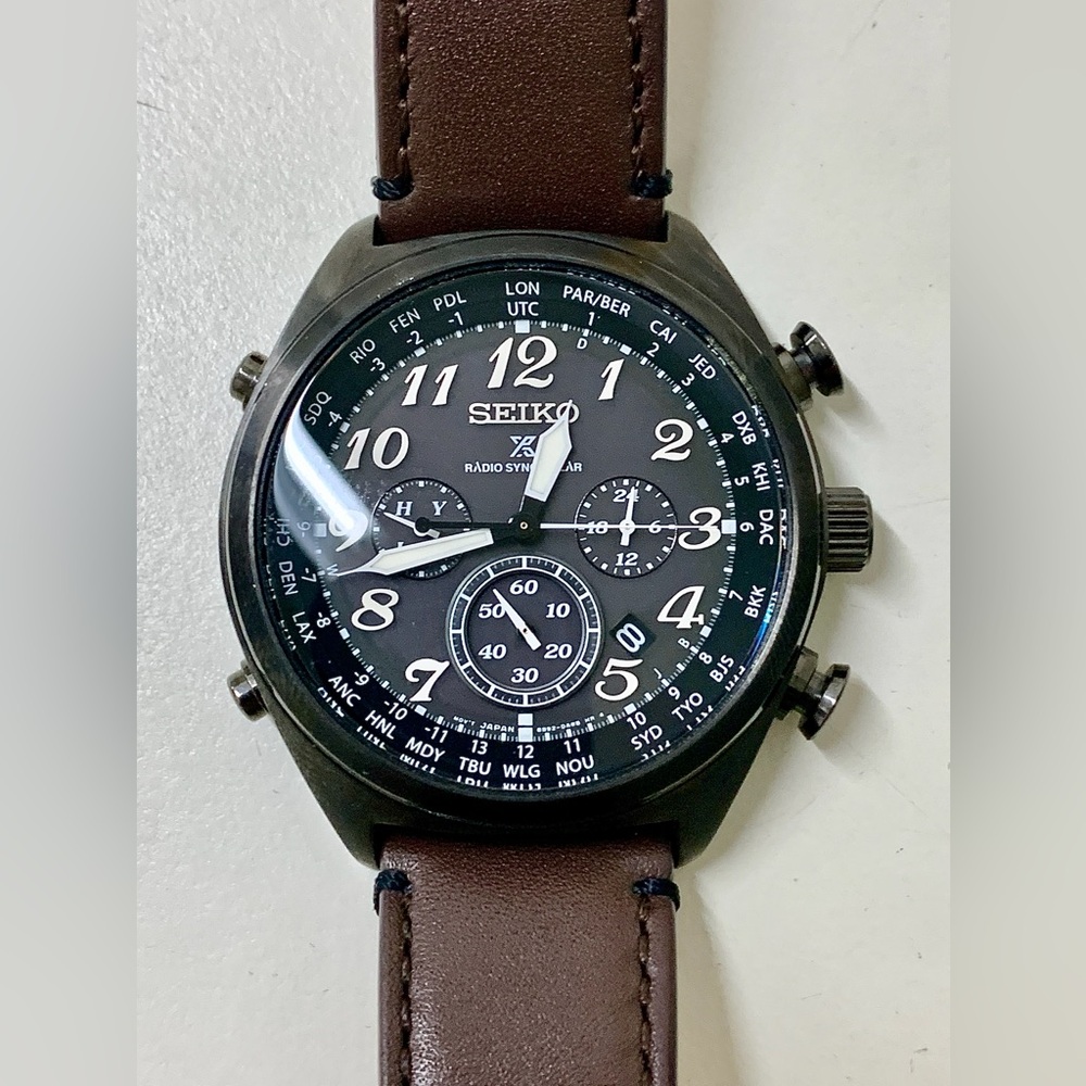 Seiko Prospex Solar Powered Radio Sync Analog Chronograph SSG015 Men's Watch